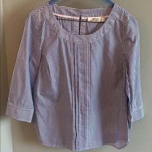 Vineyard Vines Popover Blue Striped Blouse